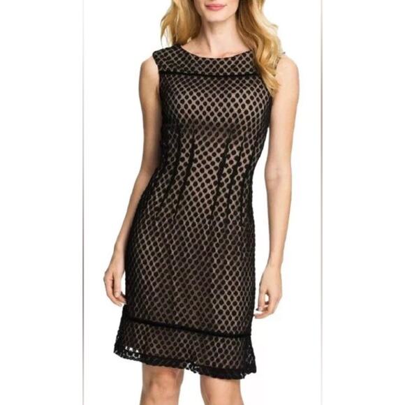 Adrianna Papell Black Lace Print Fit & Flare Sleeveless Dress Size 10 Cocktail - Picture 1 of 12
